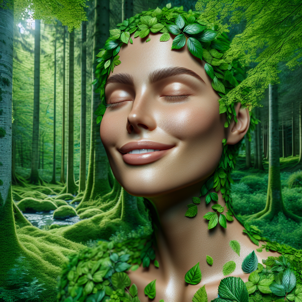 Person with glowing skin enjoying nature