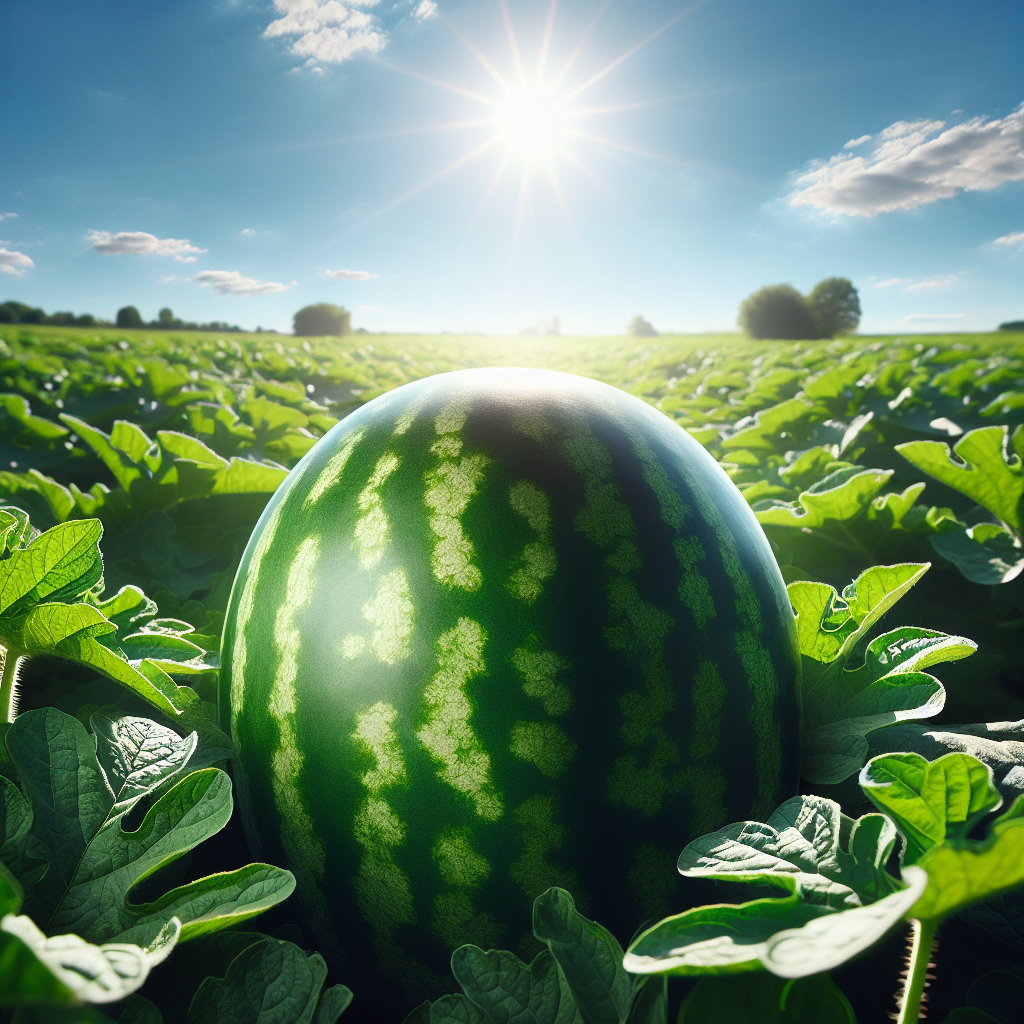ripe watermelon in a field, summer, fruit