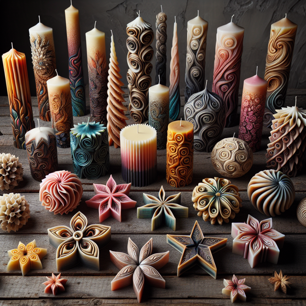 Handcrafted artisan candles in various shapes