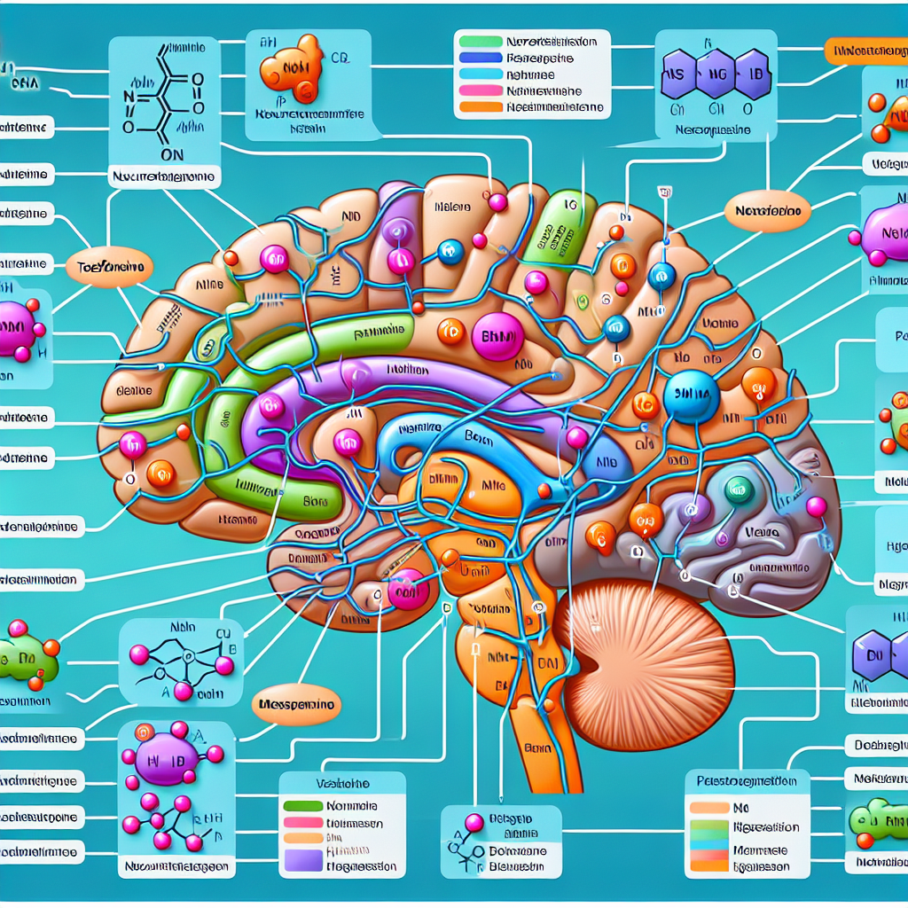 Illustration showing neurotransmitter pathways influenced by tesofensine