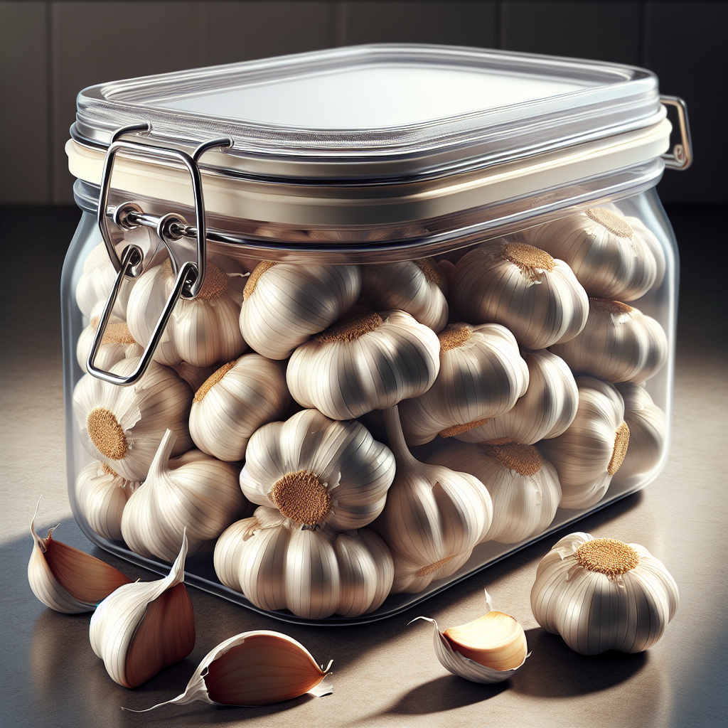 Peeled garlic cloves stored in an airtight container
