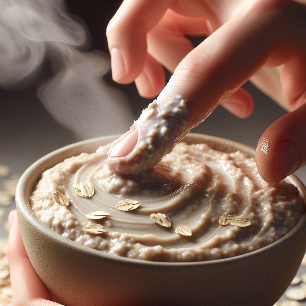 Oatmeal paste applied on skin
