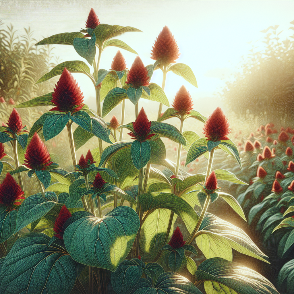 Amaranth plant with vibrant red flowers