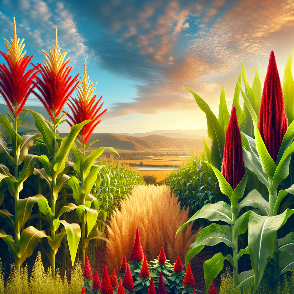 Corn and amaranth growing together