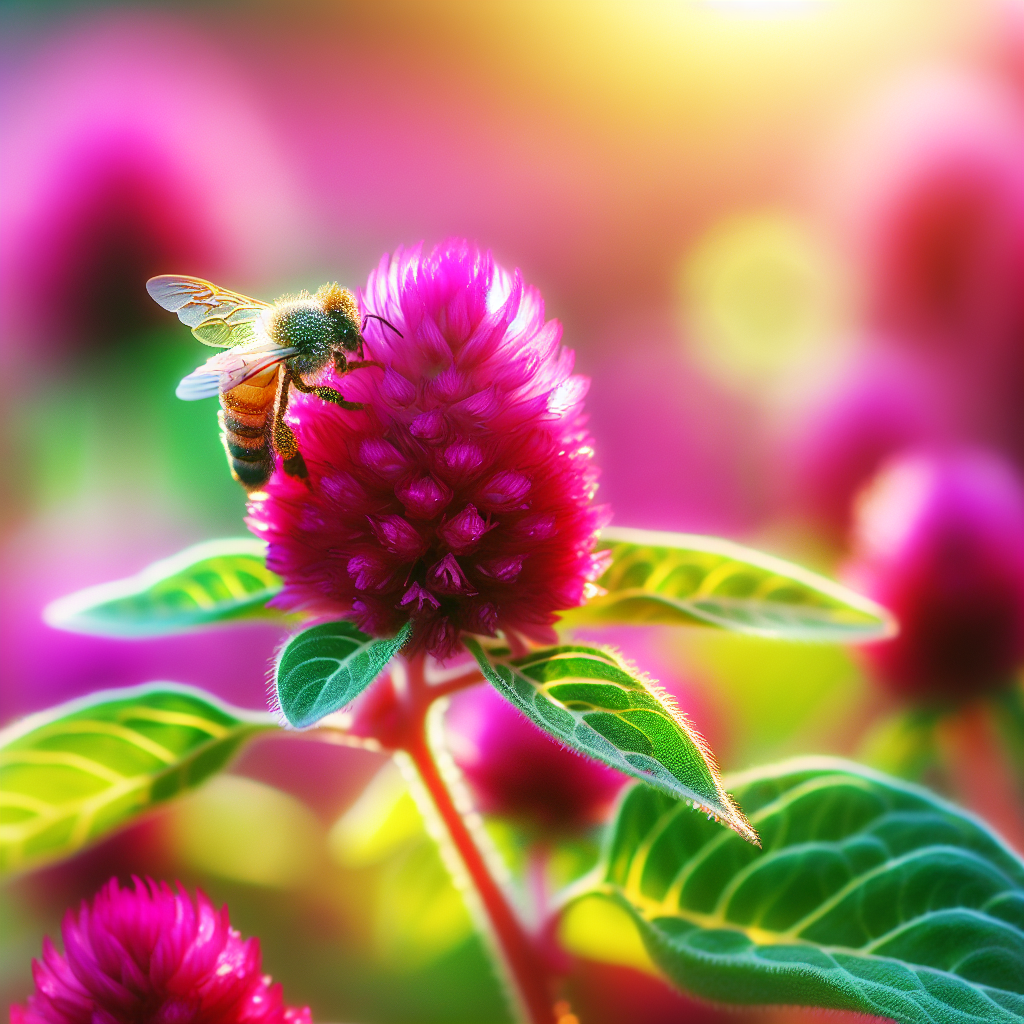 Amaranth plant with bee