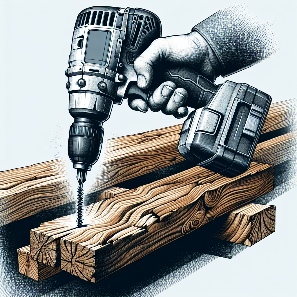 Impact driver being used on wooden beams